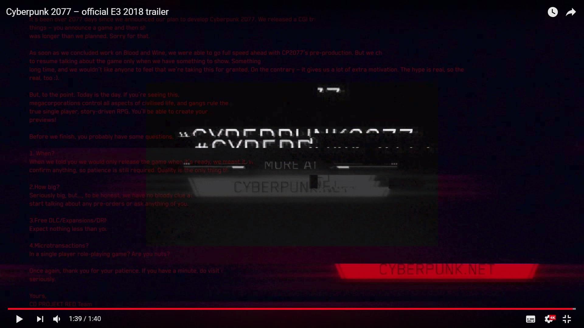 CD Projekt Red's Hidden Message In Cyberpunk 2077 E3 2018 Trailer