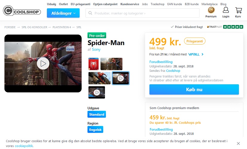 Spider-Man PS4 Listing At CoolShop