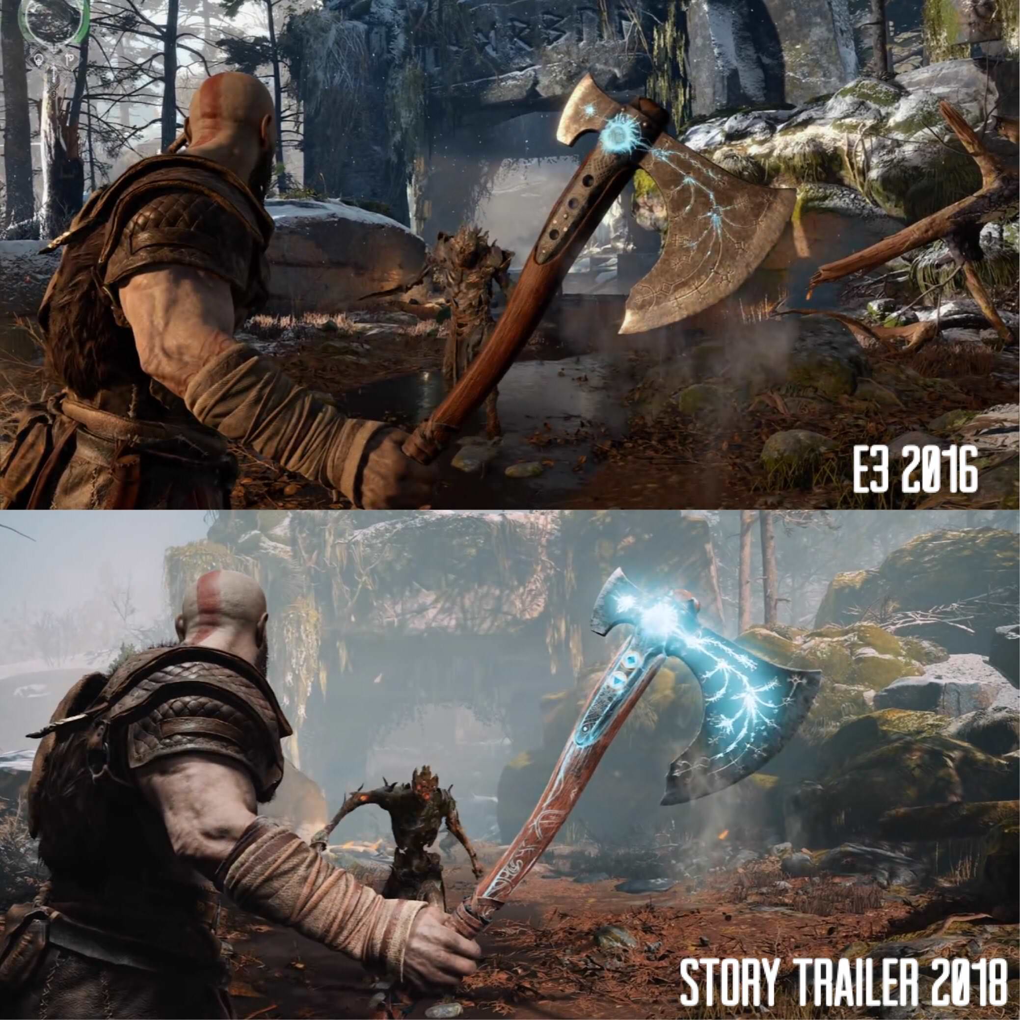 God of War PS4 2016 vs 2018 Comparison Screenshot